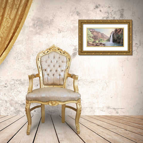 Havasu Falls Gold Ornate Wood Framed Art Print with Double Matting by Deiter, Lori