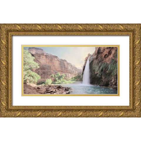 Havasu Falls Gold Ornate Wood Framed Art Print with Double Matting by Deiter, Lori