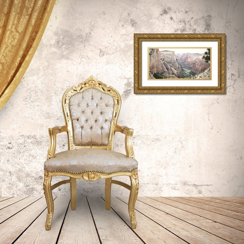 Zion from Above Gold Ornate Wood Framed Art Print with Double Matting by Deiter, Lori