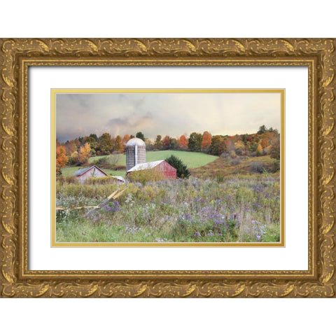 Autumn Drive Gold Ornate Wood Framed Art Print with Double Matting by Deiter, Lori
