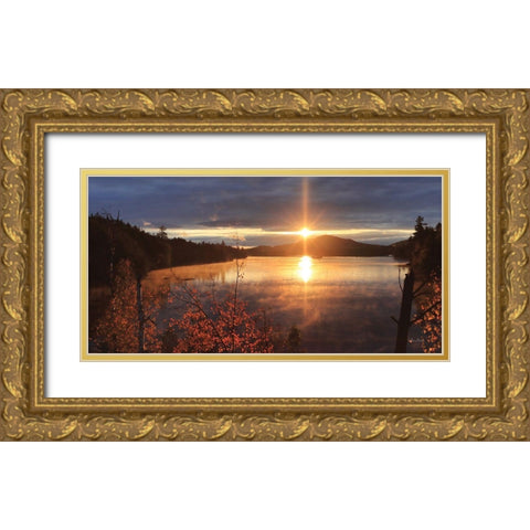 Saranac Lake Sunset Gold Ornate Wood Framed Art Print with Double Matting by Deiter, Lori
