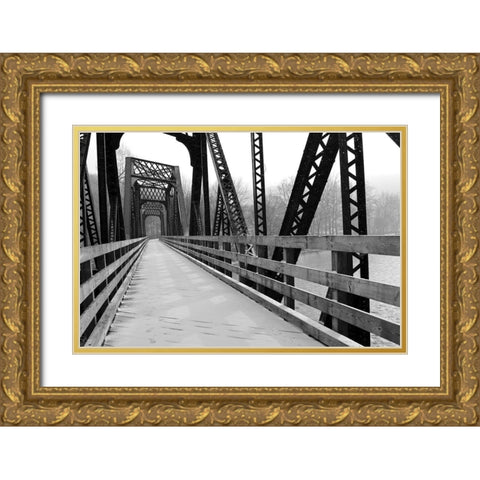 Old Railroad Bridge Gold Ornate Wood Framed Art Print with Double Matting by Deiter, Lori