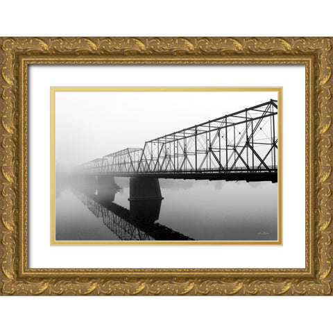 Foggy Morning Bridge Gold Ornate Wood Framed Art Print with Double Matting by Deiter, Lori