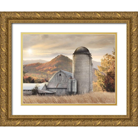 Autumn at the Farm Gold Ornate Wood Framed Art Print with Double Matting by Deiter, Lori