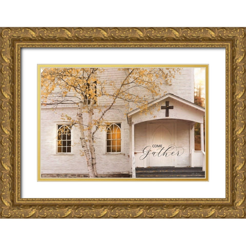 Come Gather Gold Ornate Wood Framed Art Print with Double Matting by Deiter, Lori