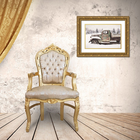 Christmas Tree Delivery Gold Ornate Wood Framed Art Print with Double Matting by Deiter, Lori