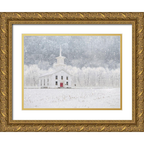 Bradford County Church Gold Ornate Wood Framed Art Print with Double Matting by Deiter, Lori