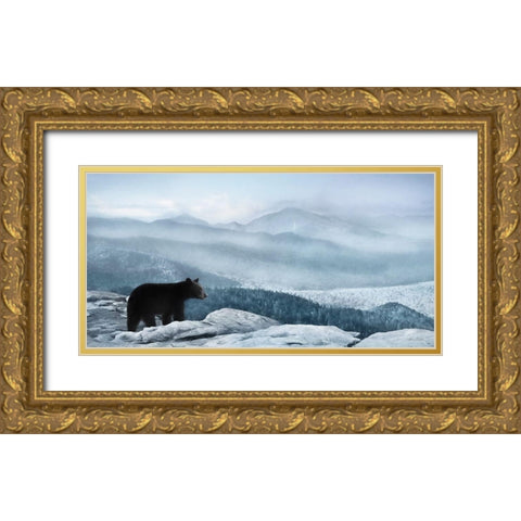 Cascade Mountain Bear Gold Ornate Wood Framed Art Print with Double Matting by Deiter, Lori