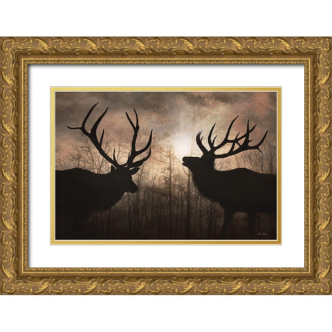 Elk Sunrise III Gold Ornate Wood Framed Art Print with Double Matting by Deiter, Lori