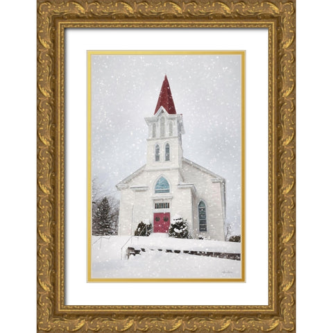 St. Johns Church in Winter Gold Ornate Wood Framed Art Print with Double Matting by Deiter, Lori