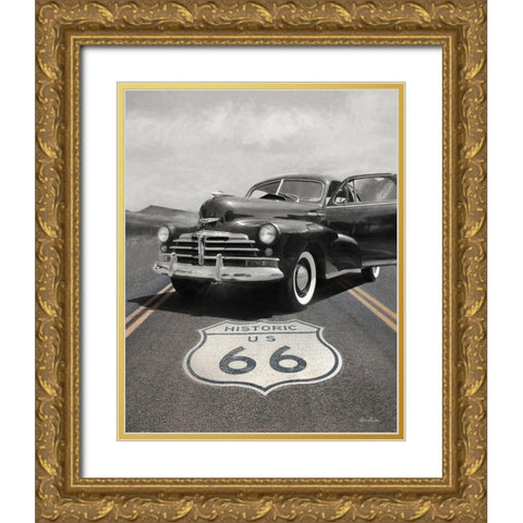 Historic Route 66 Gold Ornate Wood Framed Art Print with Double Matting by Deiter, Lori