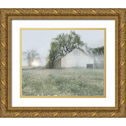 Green Country Morning Gold Ornate Wood Framed Art Print with Double Matting by Deiter, Lori