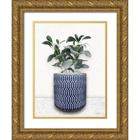 Cool Blue Gold Ornate Wood Framed Art Print with Double Matting by Deiter, Lori