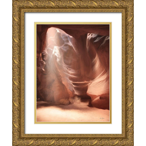 Antelope Canyon Sunbeams II Gold Ornate Wood Framed Art Print with Double Matting by Deiter, Lori