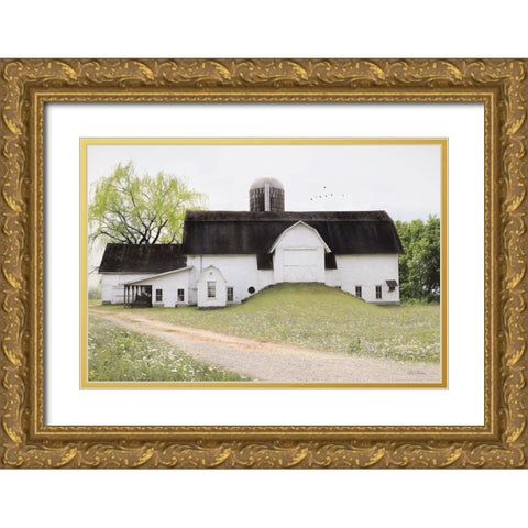 Big Country Barn Gold Ornate Wood Framed Art Print with Double Matting by Deiter, Lori