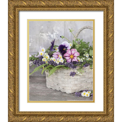 Fresh Garden Basket Gold Ornate Wood Framed Art Print with Double Matting by Deiter, Lori