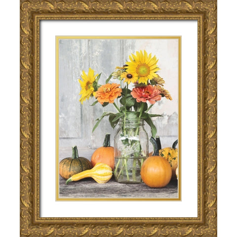 Autumn Still Live Gold Ornate Wood Framed Art Print with Double Matting by Deiter, Lori