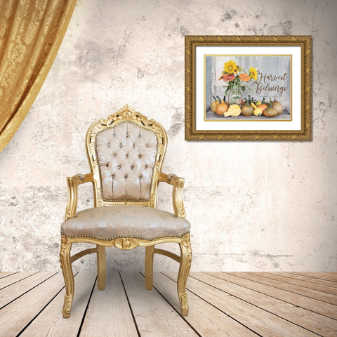 Harvest Blessings Gold Ornate Wood Framed Art Print with Double Matting by Deiter, Lori