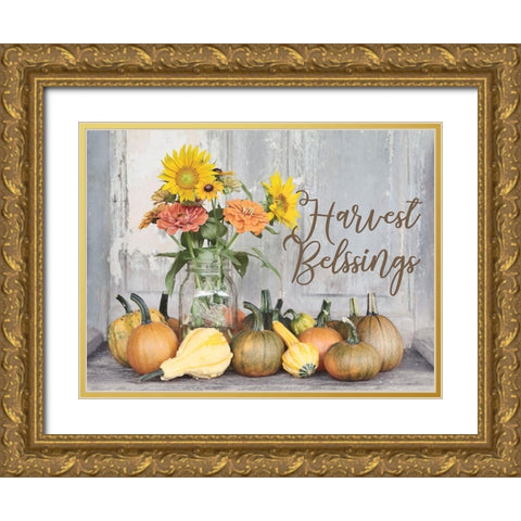 Harvest Blessings Gold Ornate Wood Framed Art Print with Double Matting by Deiter, Lori