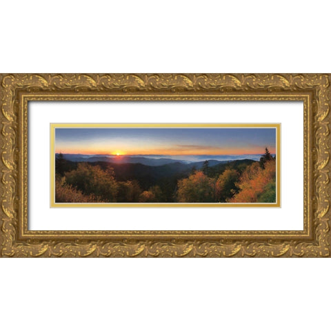 Clingmans Morning Serenity Gold Ornate Wood Framed Art Print with Double Matting by Deiter, Lori