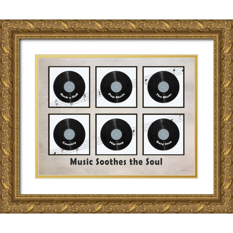 Music Soothes the Soul Gold Ornate Wood Framed Art Print with Double Matting by Deiter, Lori