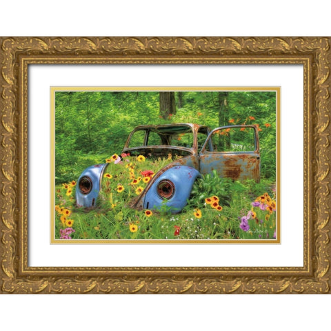 German Flower Pot Gold Ornate Wood Framed Art Print with Double Matting by Deiter, Lori