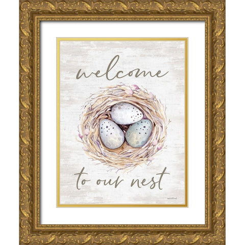 Welcome to Our Nest Gold Ornate Wood Framed Art Print with Double Matting by Lettered and Lined