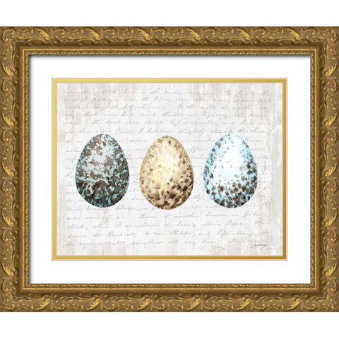 Speckled Eggs Gold Ornate Wood Framed Art Print with Double Matting by Lettered and Lined