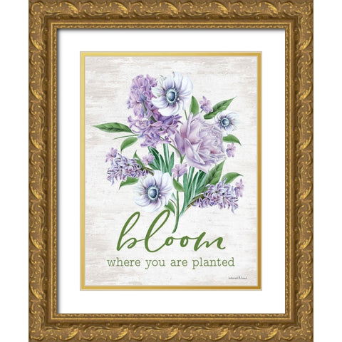 Bloom Where You Are Planted Gold Ornate Wood Framed Art Print with Double Matting by Lettered and Lined