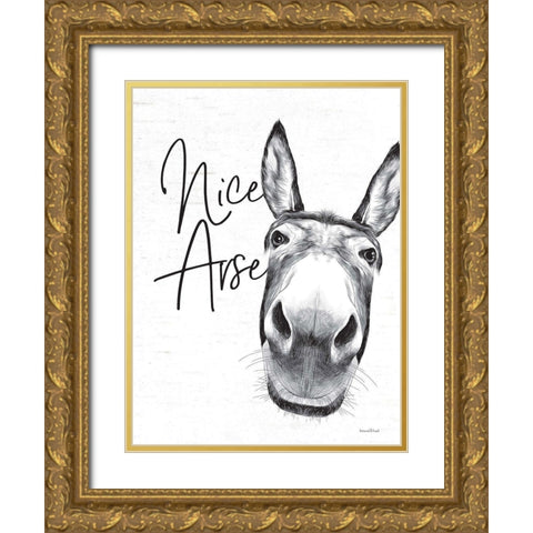 Nice Arse Gold Ornate Wood Framed Art Print with Double Matting by Lettered and Lined
