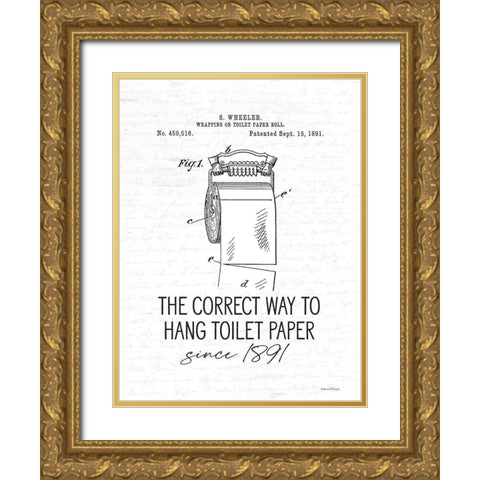 Correct Way to Hang Toilet Paper Gold Ornate Wood Framed Art Print with Double Matting by Lettered and Lined