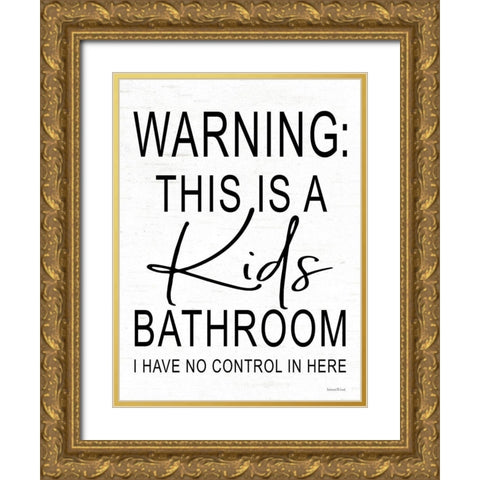 Kids Bathroom Gold Ornate Wood Framed Art Print with Double Matting by Lettered and Lined