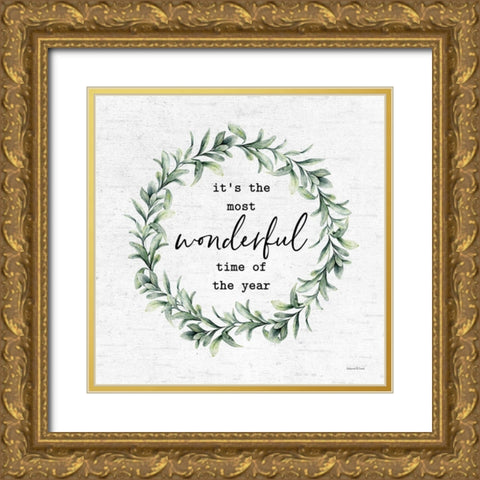 Wonderful Time of the Year Gold Ornate Wood Framed Art Print with Double Matting by Lettered and Lined