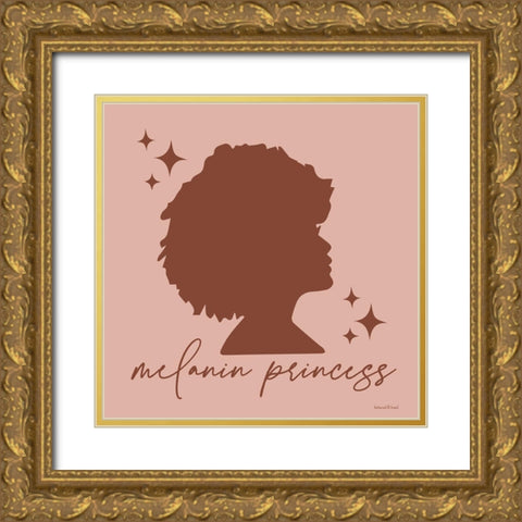 Melanin Princess Gold Ornate Wood Framed Art Print with Double Matting by Lettered and Lined