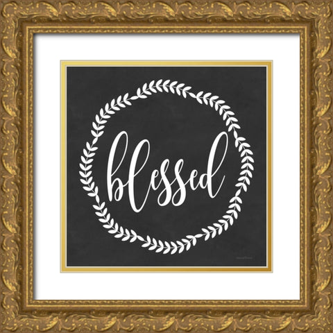 Blessed Gold Ornate Wood Framed Art Print with Double Matting by lettered And lined