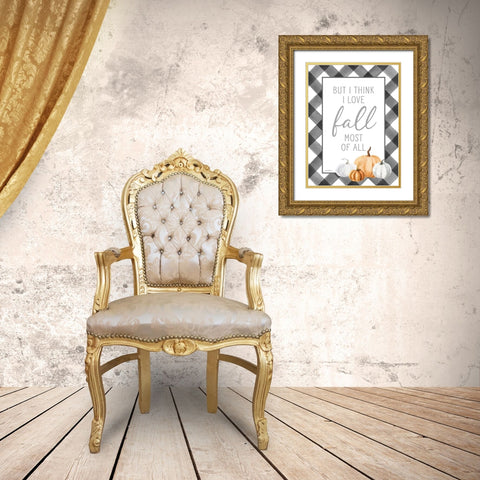 I Love Fall Most of All Gold Ornate Wood Framed Art Print with Double Matting by Lettered and Lined
