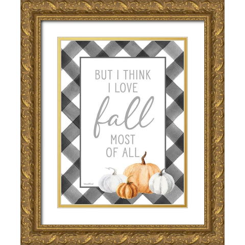 I Love Fall Most of All Gold Ornate Wood Framed Art Print with Double Matting by Lettered and Lined