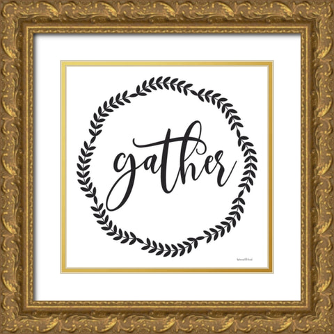 Gather Gold Ornate Wood Framed Art Print with Double Matting by lettered And lined