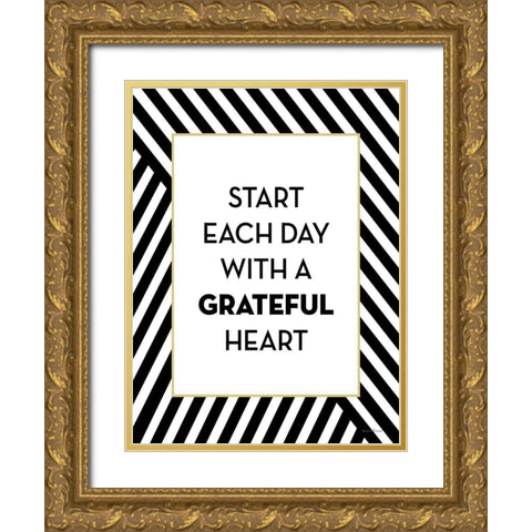 Start Each Day Gold Ornate Wood Framed Art Print with Double Matting by Lettered and Lined