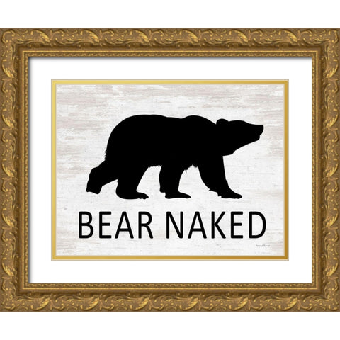 Bear Naked Gold Ornate Wood Framed Art Print with Double Matting by lettered And lined