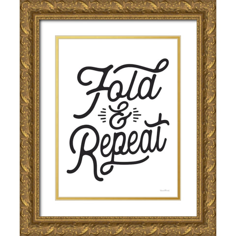 Fold And Repeat Gold Ornate Wood Framed Art Print with Double Matting by lettered And lined