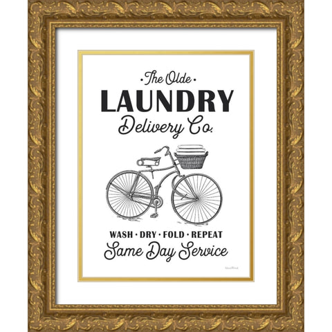 Laundry Delivery Co. Gold Ornate Wood Framed Art Print with Double Matting by lettered And lined
