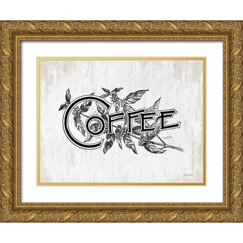 Coffee Gold Ornate Wood Framed Art Print with Double Matting by lettered And lined