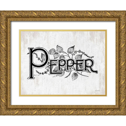Pepper Gold Ornate Wood Framed Art Print with Double Matting by lettered And lined