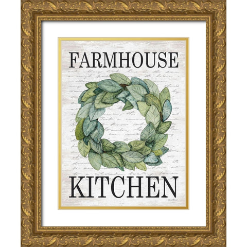 Farmhouse Kitchen Gold Ornate Wood Framed Art Print with Double Matting by lettered And lined