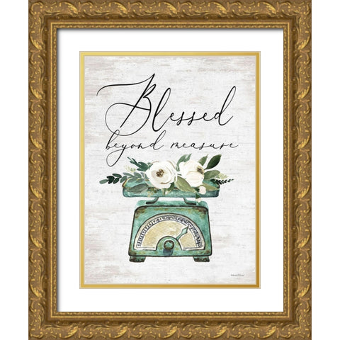 Blessed Beyond Measure Gold Ornate Wood Framed Art Print with Double Matting by lettered And lined