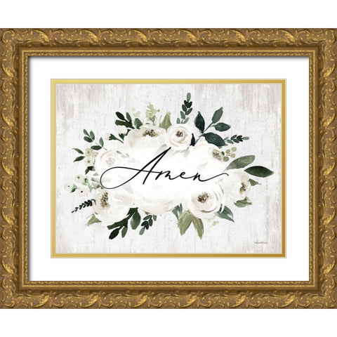 Amen Gold Ornate Wood Framed Art Print with Double Matting by lettered And lined