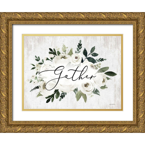 Gather Gold Ornate Wood Framed Art Print with Double Matting by lettered And lined