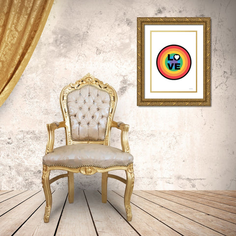 Rainbow Love Circle Gold Ornate Wood Framed Art Print with Double Matting by lettered And lined