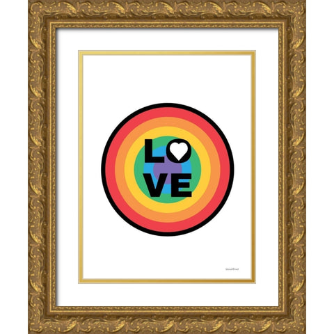Rainbow Love Circle Gold Ornate Wood Framed Art Print with Double Matting by lettered And lined